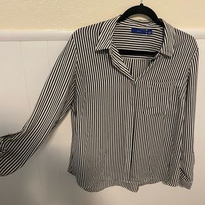 Black and white striped blouse